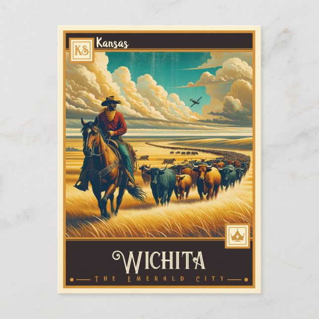 Carte Postale Wichita, Kansas | VINTAGE (Devant)
