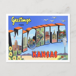Carte postale Wichita, Kansas Vintage Big Letters