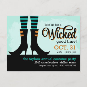 Carte Postale Wicked Witch Halloween Costume Fête Invitation