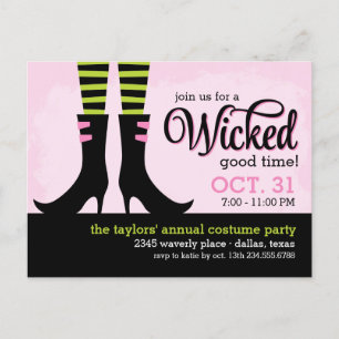 Carte Postale Wicked Witch Halloween Costume Fête Invitation