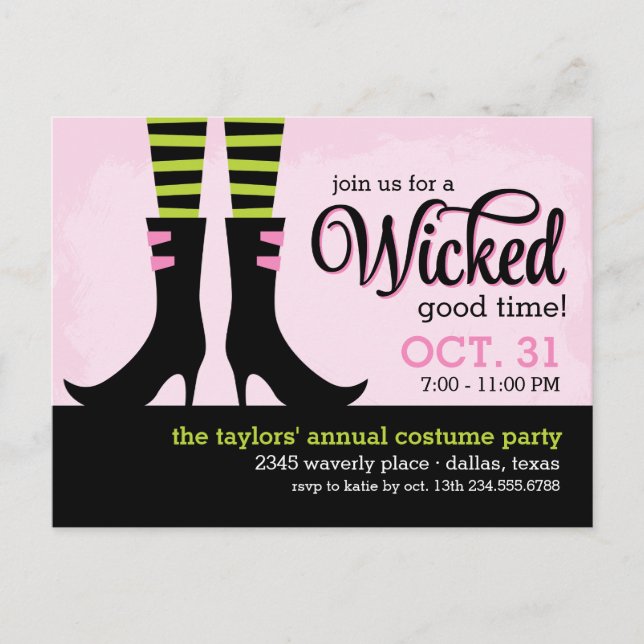 Carte Postale Wicked Witch Halloween Costume Fête Invitation (Devant)