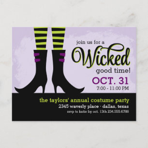 Carte Postale Wicked Witch Halloween Costume Fête Invitation