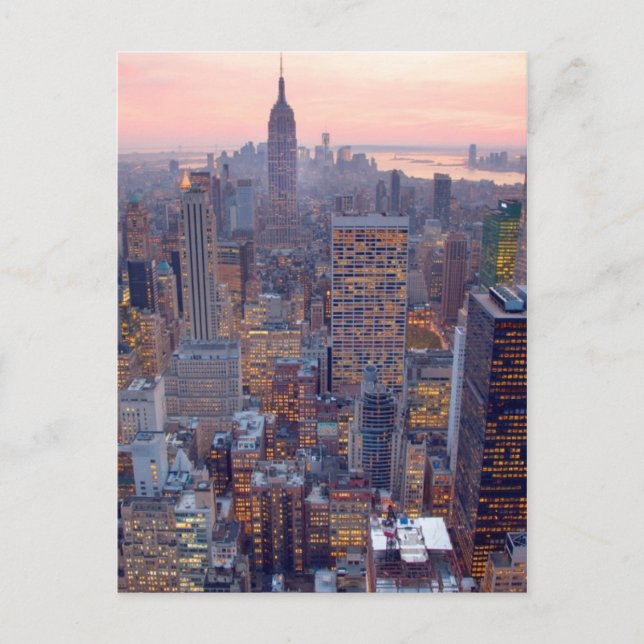 Carte Postale Wide view of Manhattan at sunset (Devant)