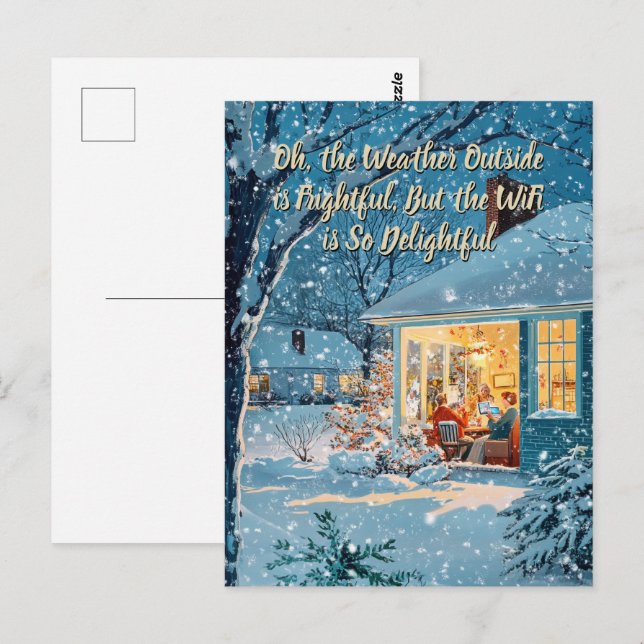 Carte Postale WiFi is So Delightful – Funny Christmas Postcard (Devant / Derrière)
