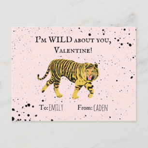 Carte Postale Wild About You Valentine Tiger Kids Classroom
