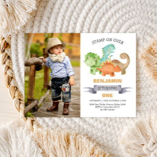Carte Postale Wild One Dinosaur 1er Anniversaire Photo Invitatio
