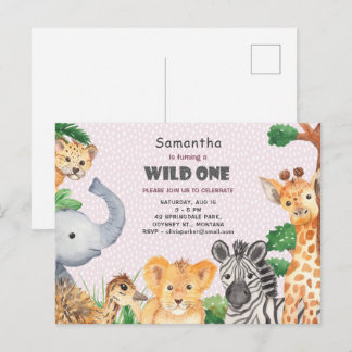 Carte Postale Wild One Tropical Jungle Camp 1er Anniversaire Inv