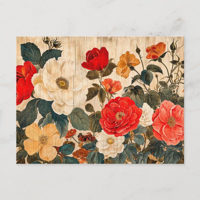 Carte Postale Wild Rose Mix on Weathered Wood (Devant)