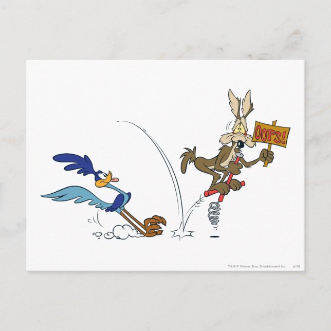 Carte Postale WILE E. COYOTE™ et ROAD RUNNER™ Bâton Pogo (Devant)