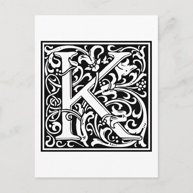Carte Postale William Morris Alphabet "K" (Devant)