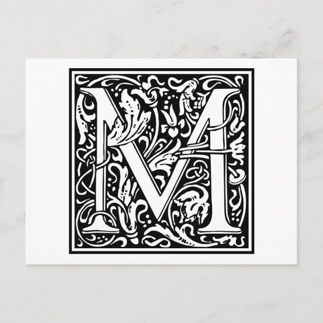 Carte Postale William Morris Alphabet "M" (Devant)