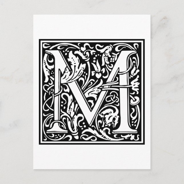 Carte Postale William Morris Alphabet "M" (Devant)