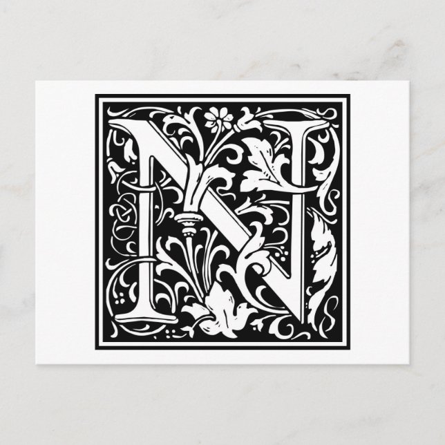 Carte Postale William Morris Alphabet "N" (Devant)