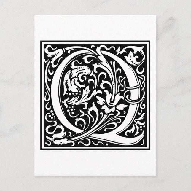 Carte Postale William Morris Alphabet "Q" (Devant)