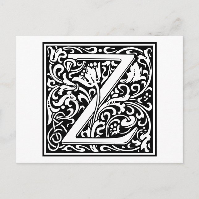 Carte Postale William Morris Alphabet "Z" (Devant)