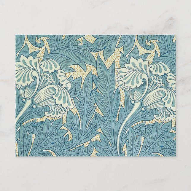 Carte Postale William Morris Classique Tulipe Bleu Floral (Devant)