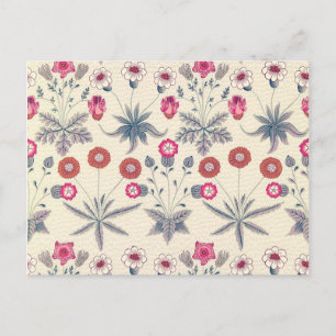 Carte Postale William Morris Daisy Motif Floral Rouge Orange
