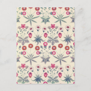 Carte Postale William Morris Daisy Motif Floral Rouge Orange