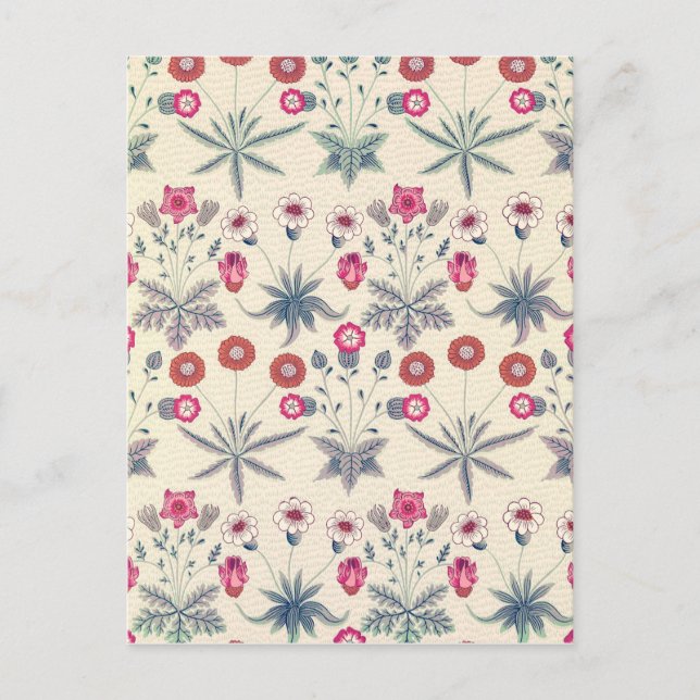 Carte Postale William Morris Daisy Motif Floral Rouge Orange (Devant)