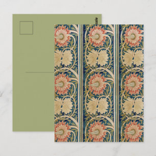 Carte Postale William Morris Fleurs Roses Soie Broderie Antique
