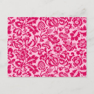 Carte Postale William Morris Floral Damask, Fuchsia et Rose 