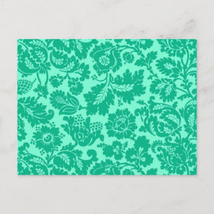 Carte Postale William Morris Floral Damask, Turquoise et Aqua