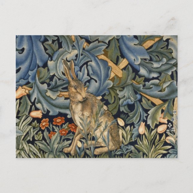 Carte Postale William Morris Forest Rabbit Floral Art (Devant)