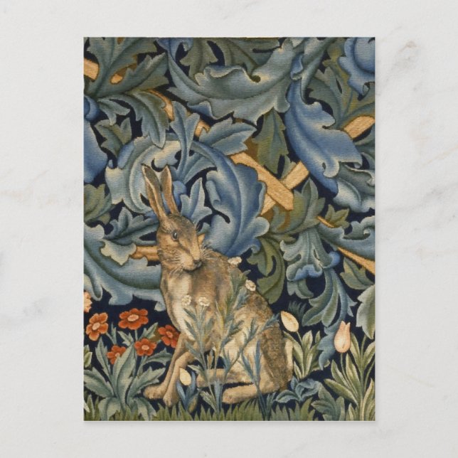Carte Postale William Morris Forest Rabbit Floral Art (Devant)