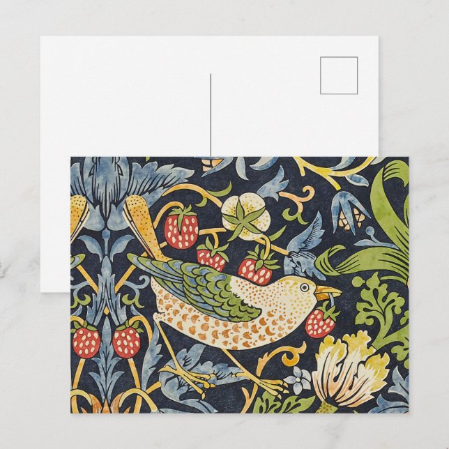 Carte Postale William Morris - Fraise Thief Motif Floral (Devant / Derrière)