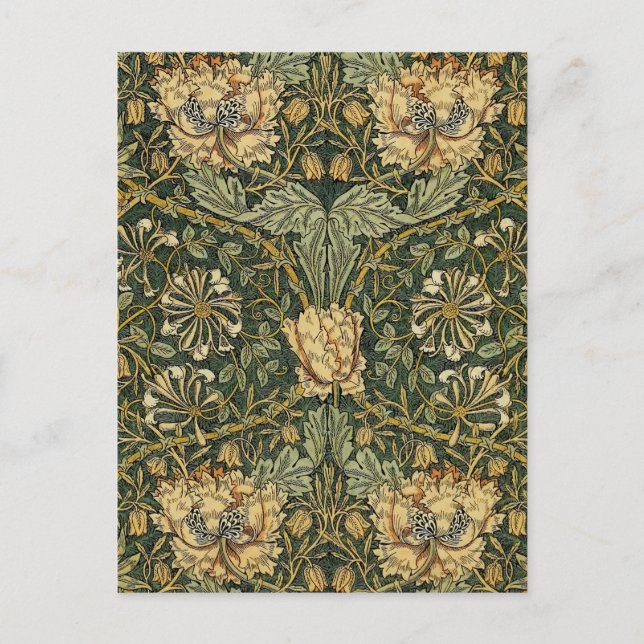 Carte Postale William Morris Honeysuckle Vert Floral (Devant)