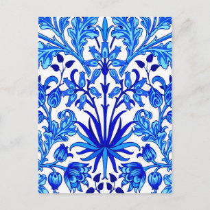 Carte Postale William Morris Hyacinth Imprimer, Cobalt bleu et b