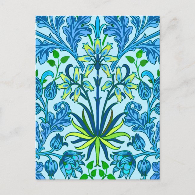 Carte Postale William Morris Hyacinth Print, Cerulean Blue (Devant)