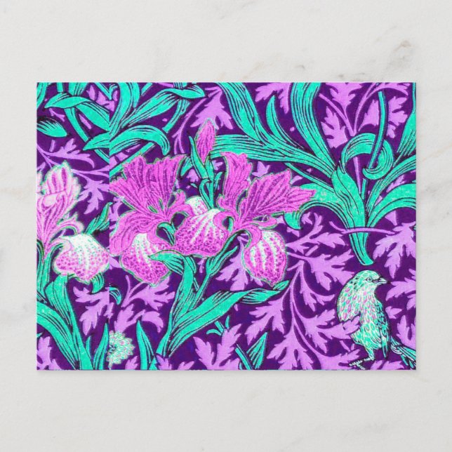 Carte Postale William Morris Irises, Améthyste Violet (Devant)
