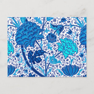 Carte Postale William Morris Jacobean Floral, bleu Cobalt