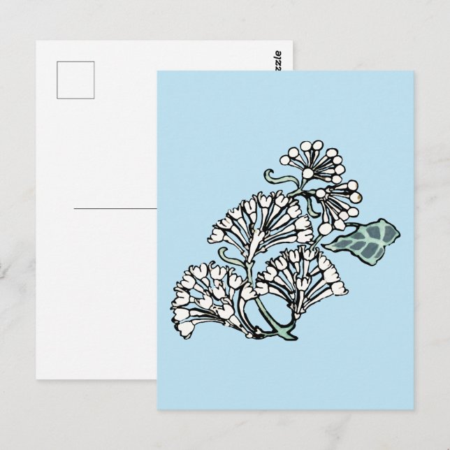 Carte Postale William Morris Jasmine et Motif Feuille (Devant / Derrière)