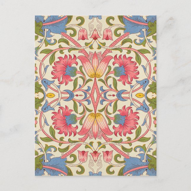 Carte Postale William Morris Lodden Motif Floral Pastel  (Devant)