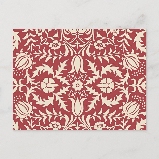 Carte Postale William Morris, motif floral vintage, (Devant)