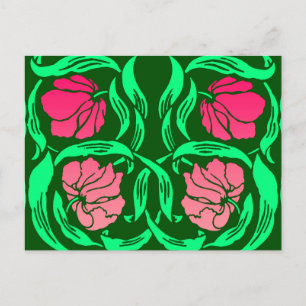 Carte Postale William Morris Pimpernel, Coral Pink et Green