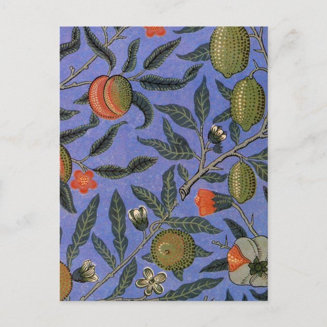Carte Postale William Morris Pomegranate Bleu papier peint color (Devant)