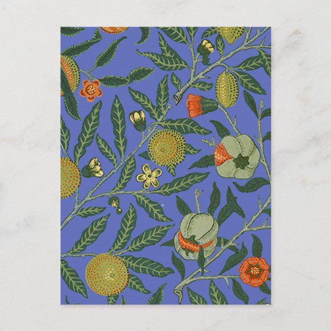 Carte Postale William Morris Pomegranate Bleu papier peint color (Devant)