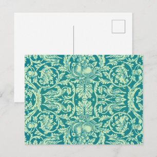 Carte Postale William Morris Reine Anne sarcelle oiseaux floral