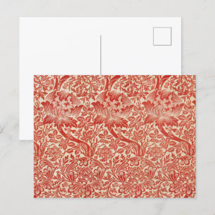 Carte Postale William Morris Rose & chardon Floral Rouge