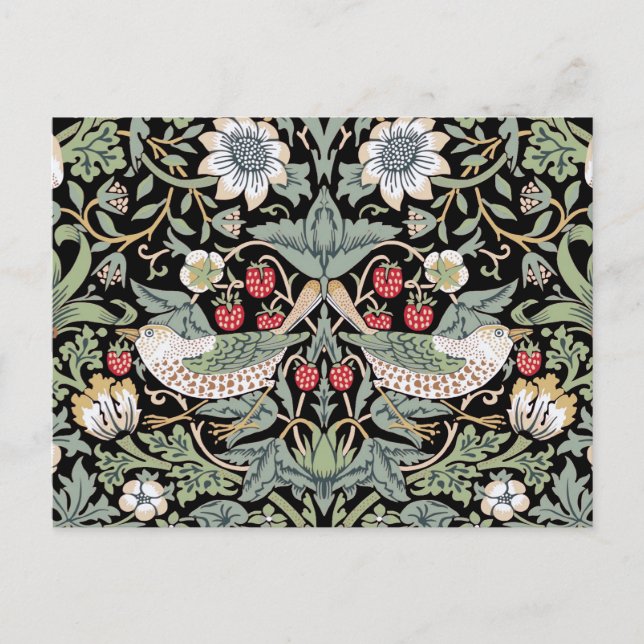 Carte Postale William Morris Strawberry Thief I Black Birds (Devant)