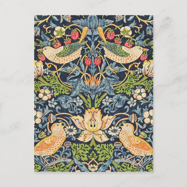 Carte Postale William Morris Strawberry Thief Motif floral (Devant)