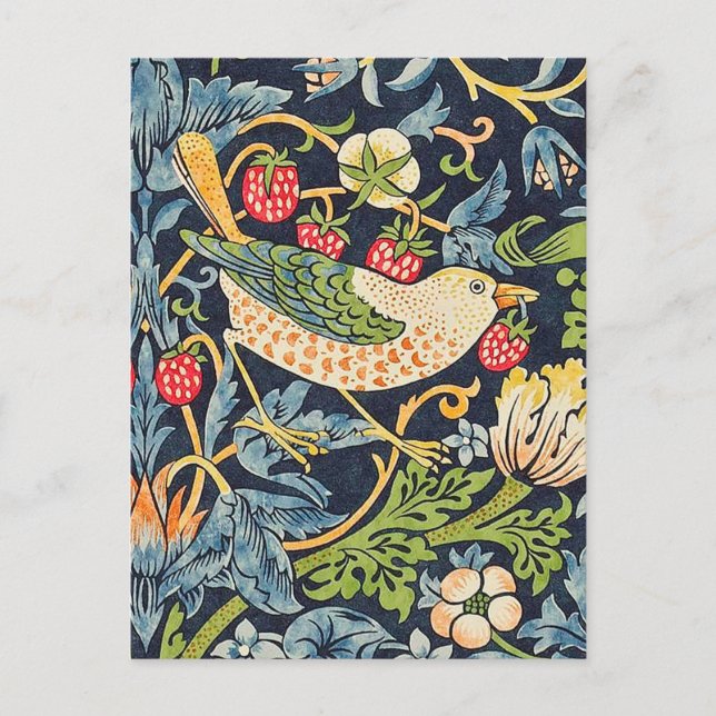 Carte Postale William Morris Strawberry Thief Motif floral (Devant)