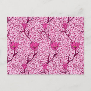 Carte Postale William Morris Tulip Damask, Vin & Fuchsia Rose P