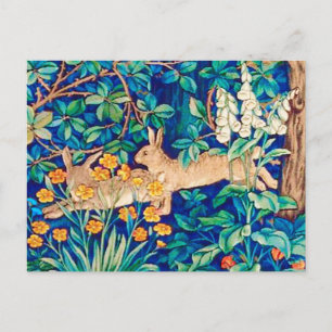 Carte Postale William Morris "Two Hares" Lapins sauvages Imprime