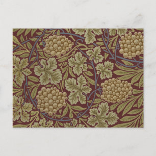Carte Postale William Morris Vine Grappe Rouge Vert Art
