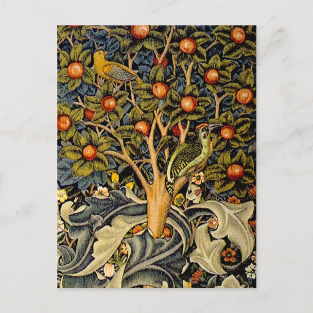 Carte Postale William Morris Woodpecker Tapestry Arts & Artisana (Devant)