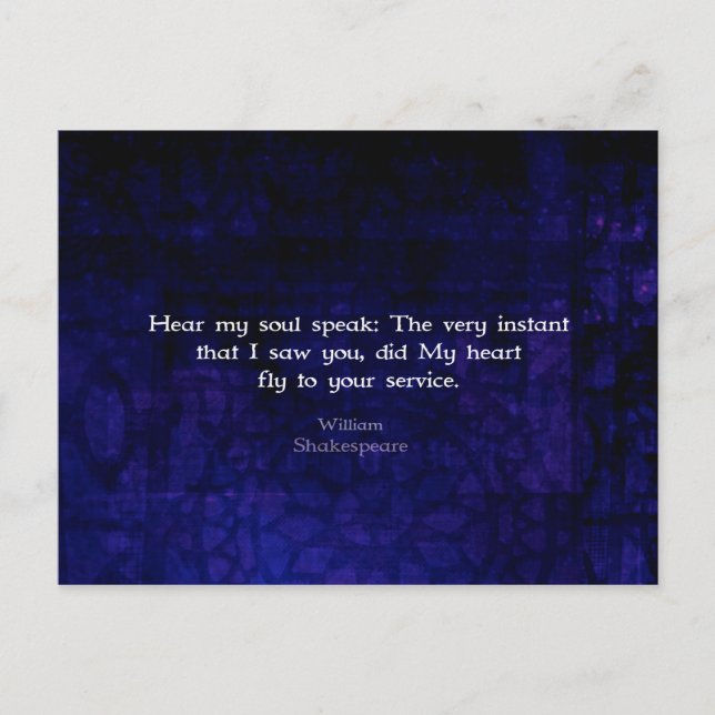 Carte Postale William Shakespeare Citation d'amour romantique (Devant)